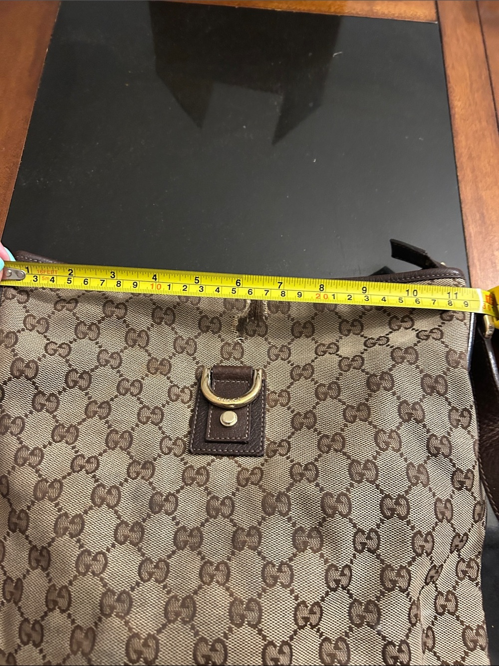Gucci Beige Brown GG Canvas Messenger Bag with Leather Trim - Picture 5 of 7